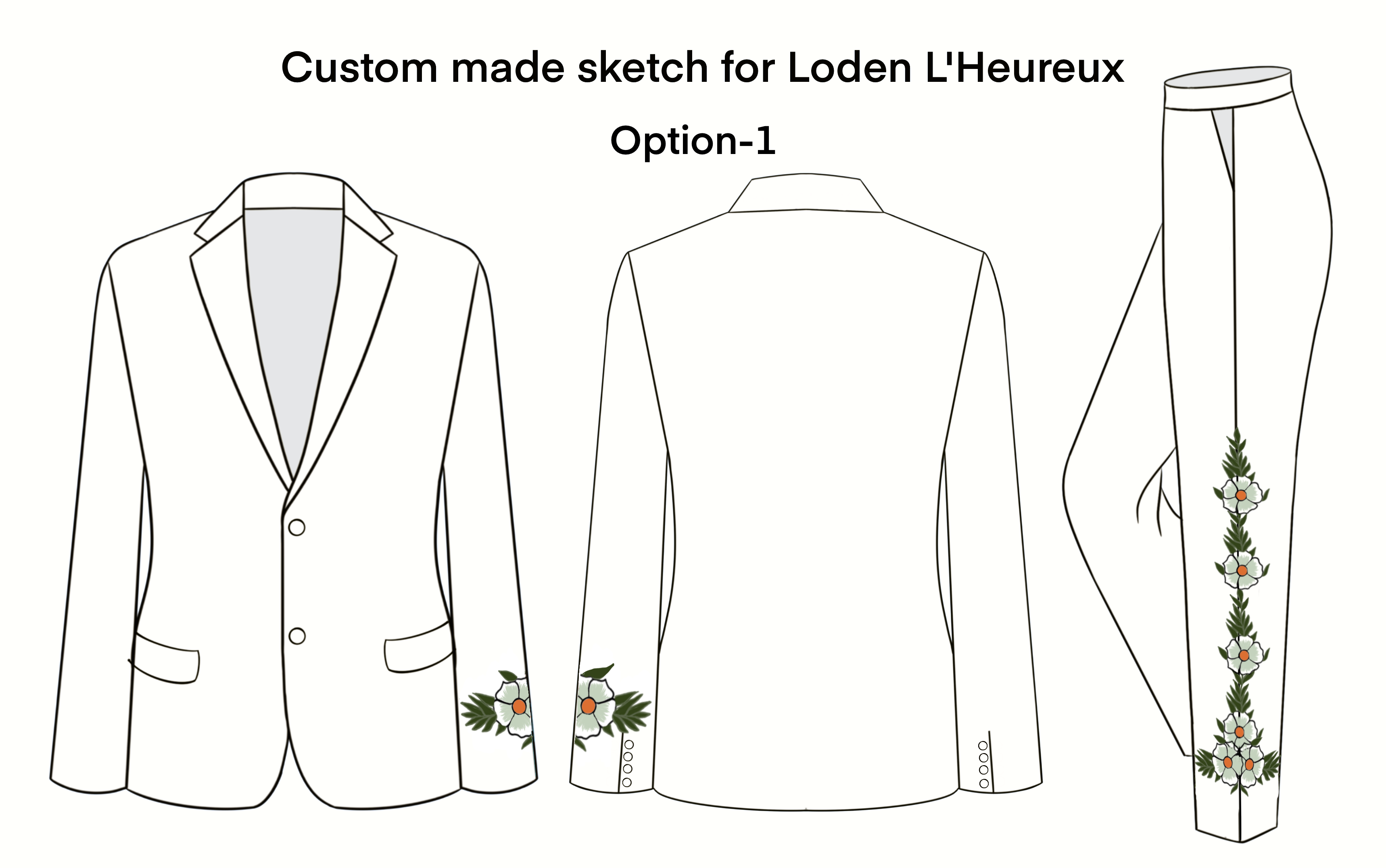 Custom Made 2pc suit + 2 Ties for Loden L’Heureux