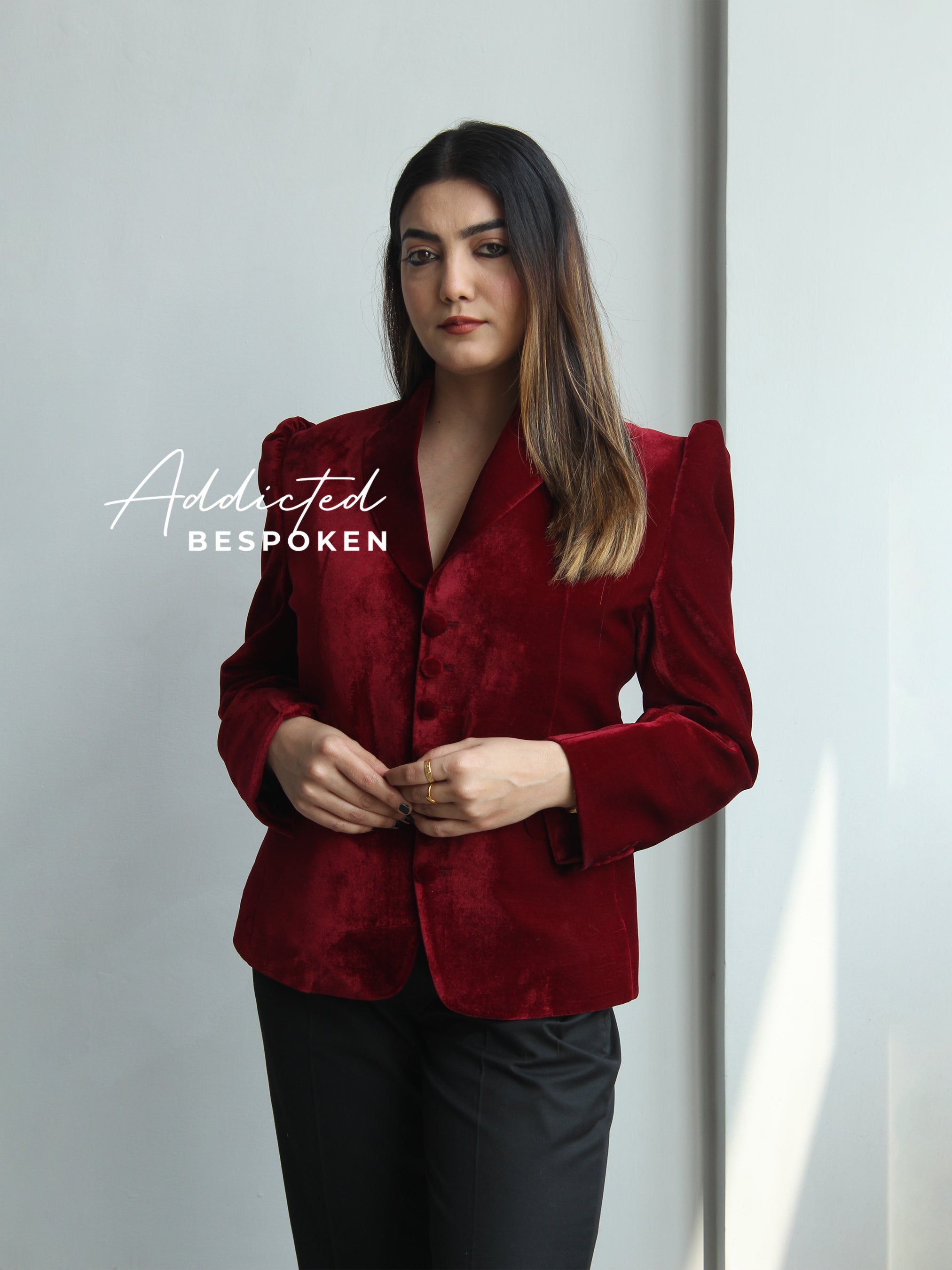 Stylish Red Velvet Suit