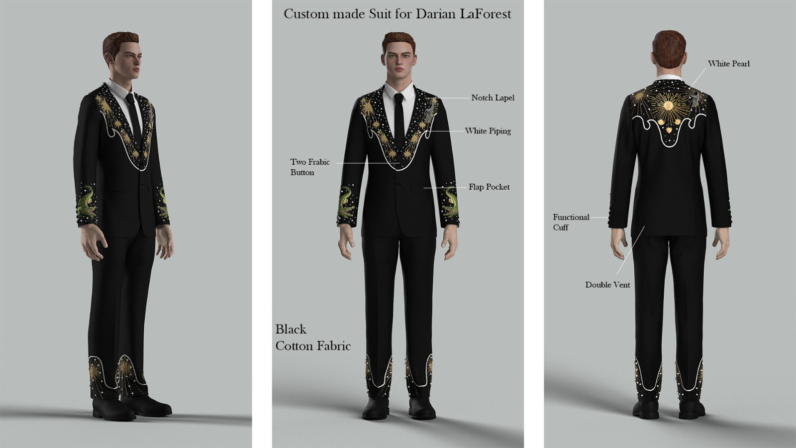 Custom Made 2 Piece Embroidered Suit for Darian Addicted Bespoken