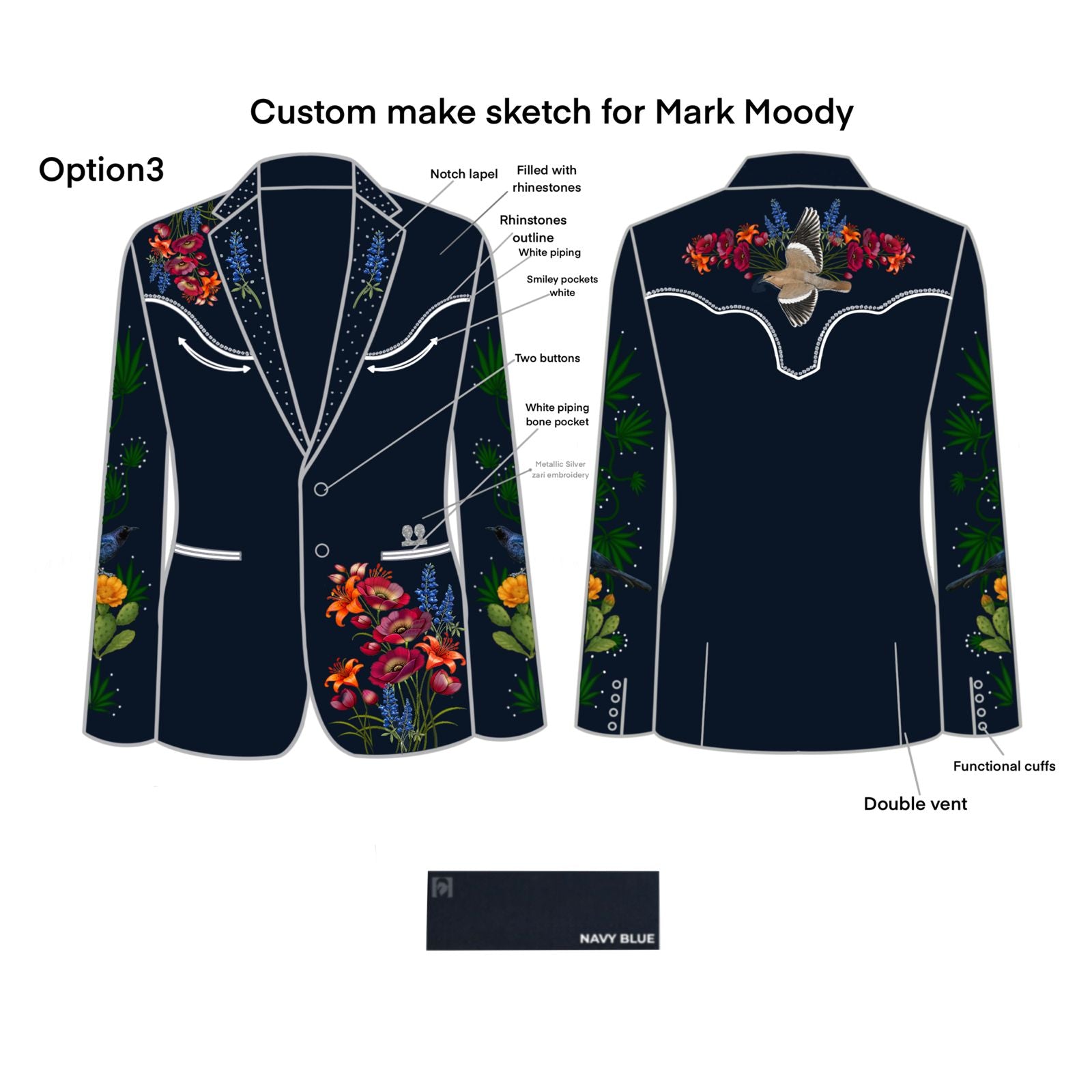 Custom Made Embroidered Blazer for Mark Addicted Bespoken