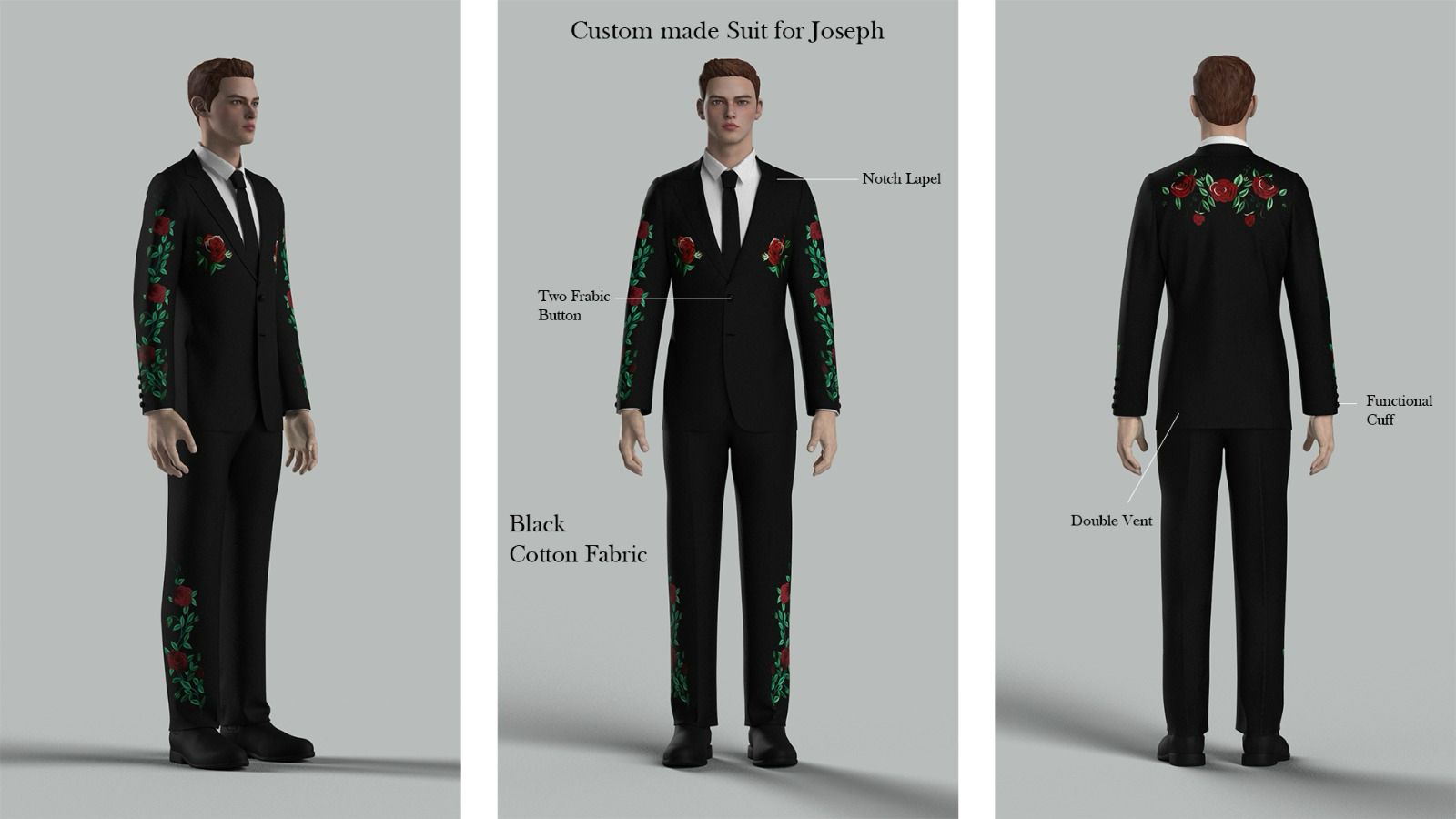 Custom 2 Piece Embroidered Suit for Joseph Addicted Bespoken