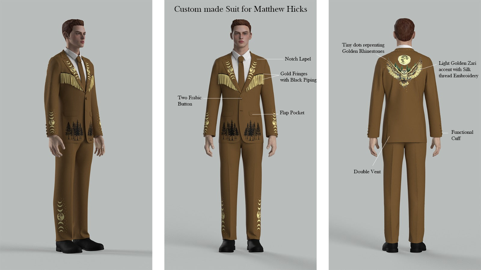 Custom Made 2 Piece Embroidered Suit for Matthew Addicted Bespoken