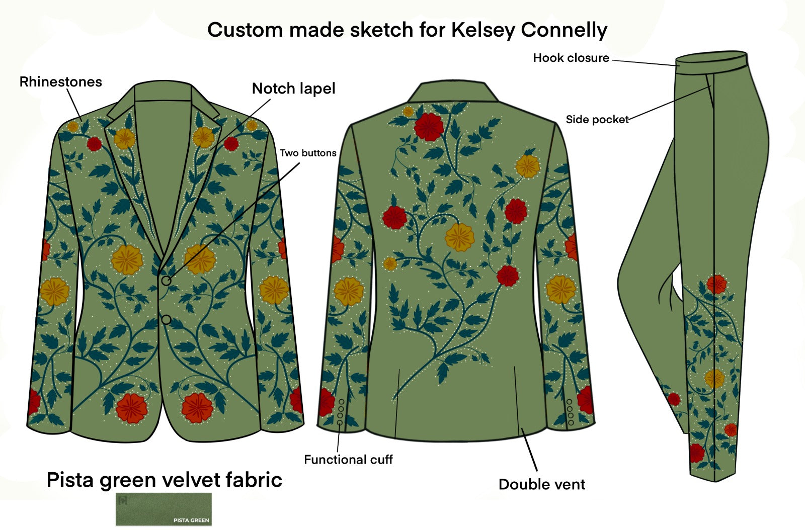 Custom Made 2 Piece Embroidered Suit for Kelsey Addicted Bespoken