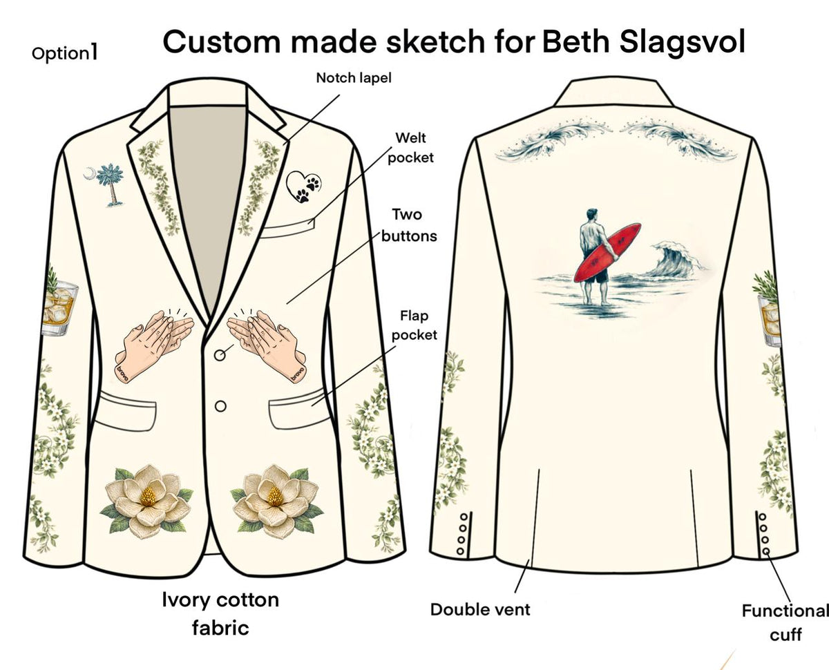 Custom Made Embroidered Blazer for Beth