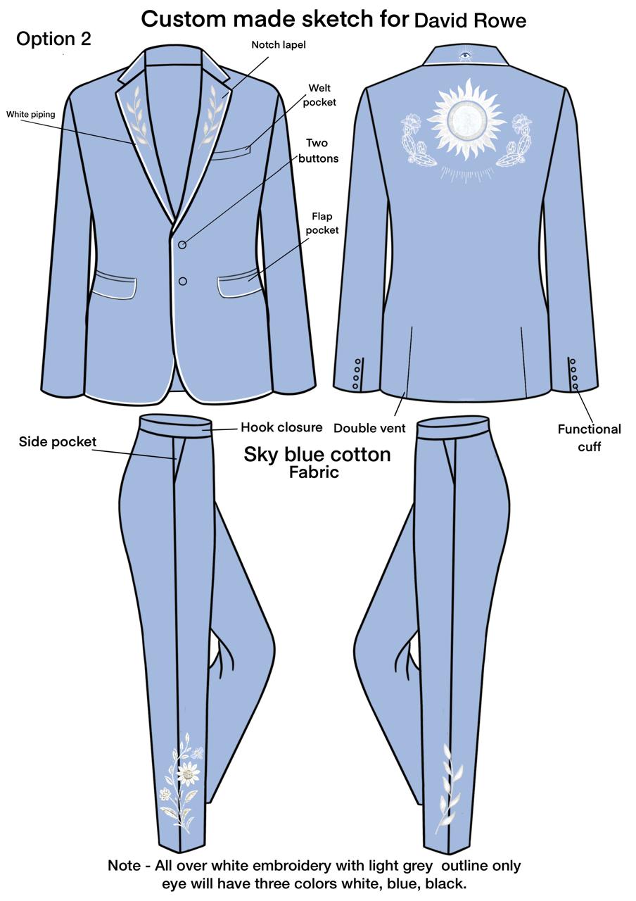 Custom Made 2 piece Embroidered Suit for David Addicted Bespoken