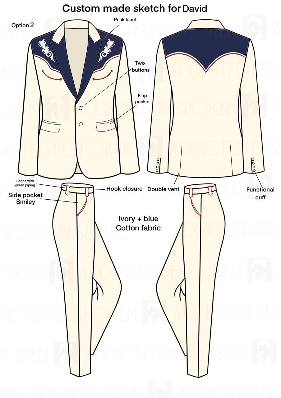 Custom Made 3 Piece Embroidered Suit for David Addicted Bespoken