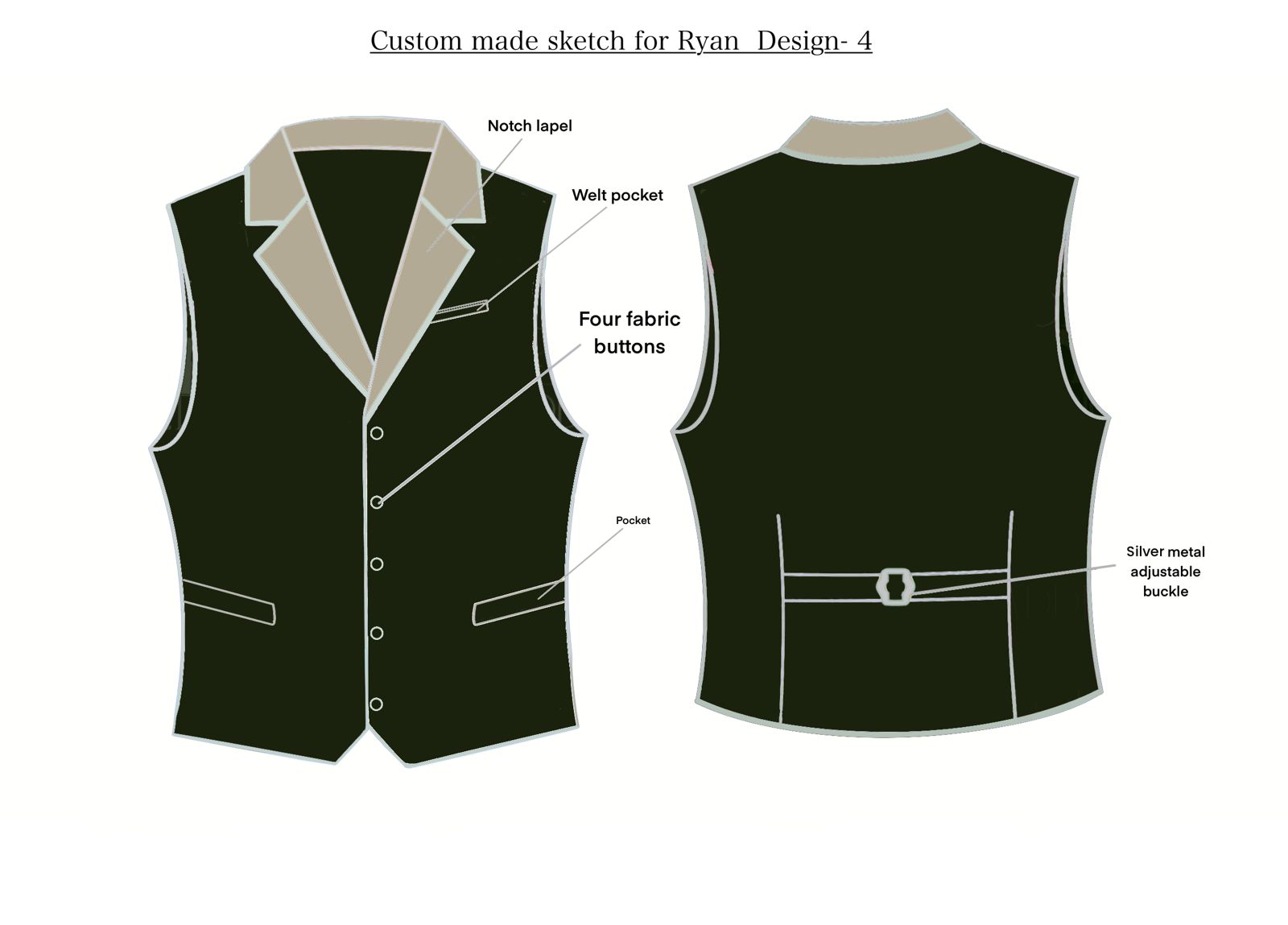 Custom Made 3 Piece Suit (Forest Green with Beige)- 50% Payment Addicted Bespoken