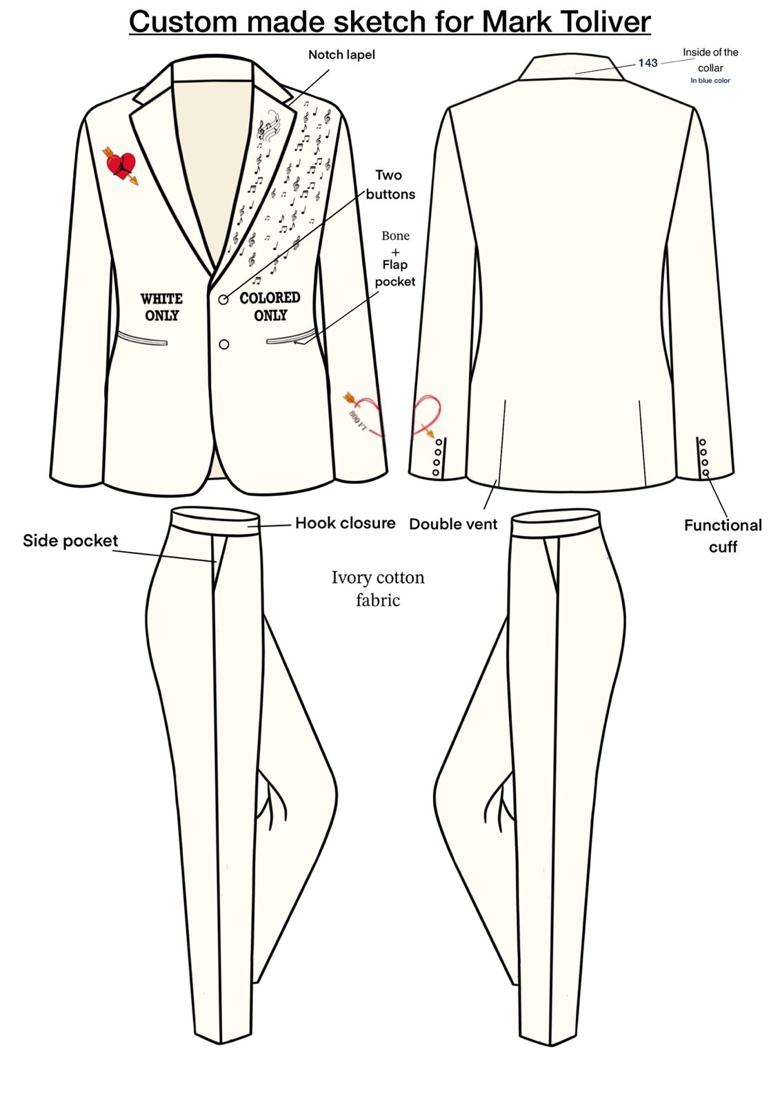Custom made embroidery blazer with tie For Mark Toliver 1st deposit 50% $650 Addicted Bespoken
