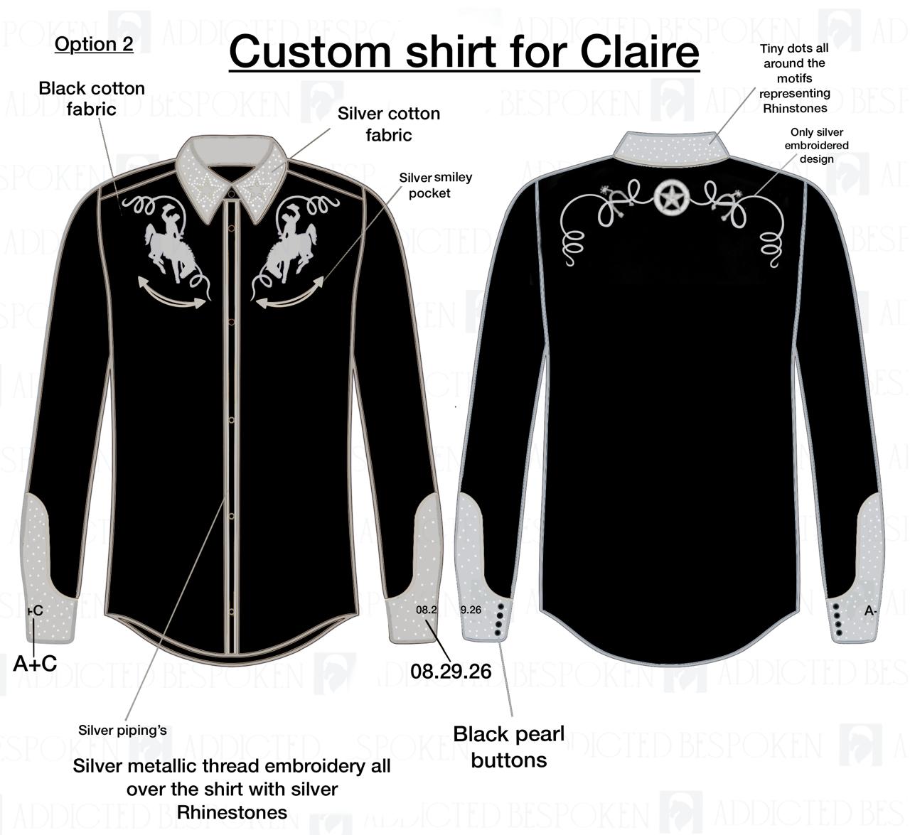 Custom Shirt with Rhinestones for Claire Addicted Bespoken
