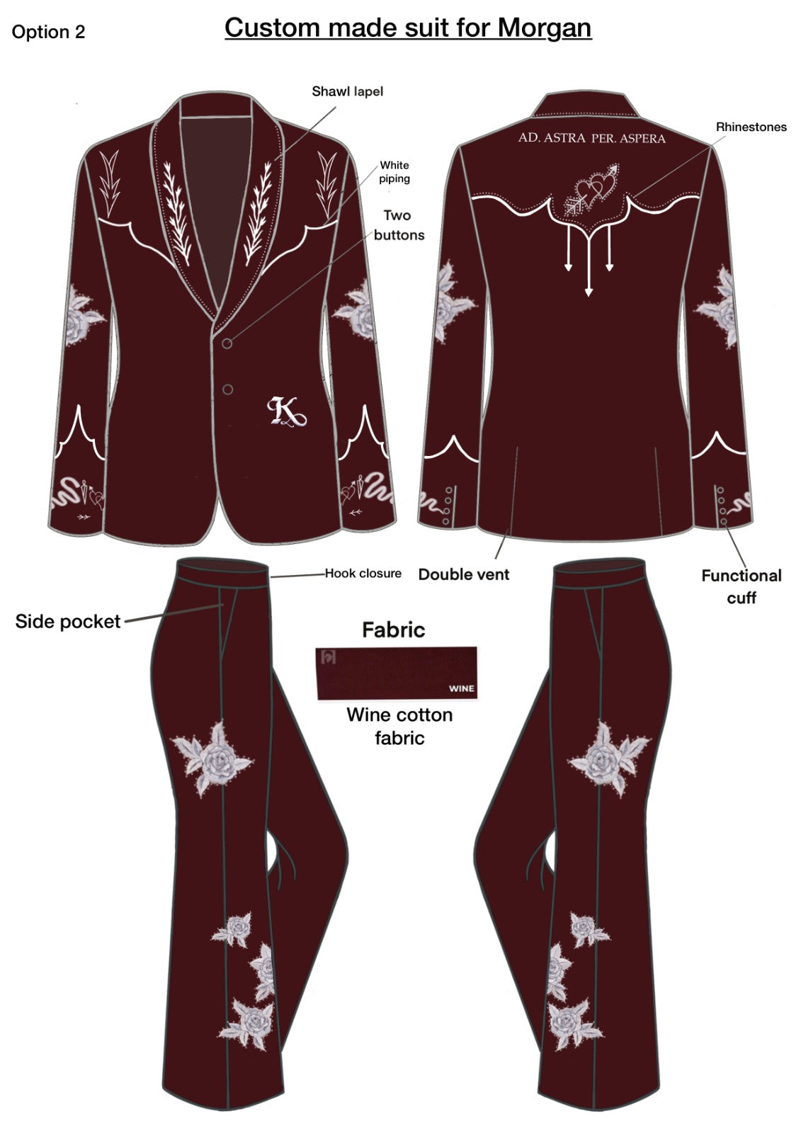 Custom made 2 pc suit for Morgan 50% Addicted Bespoken