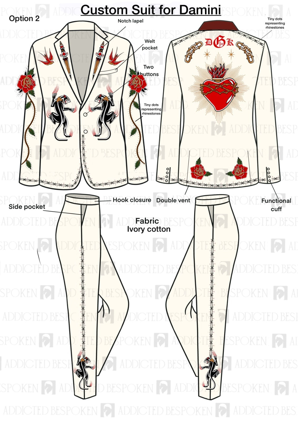 Custom made 2pc Suit for Damini Second Half Deposit Addicted Bespoken