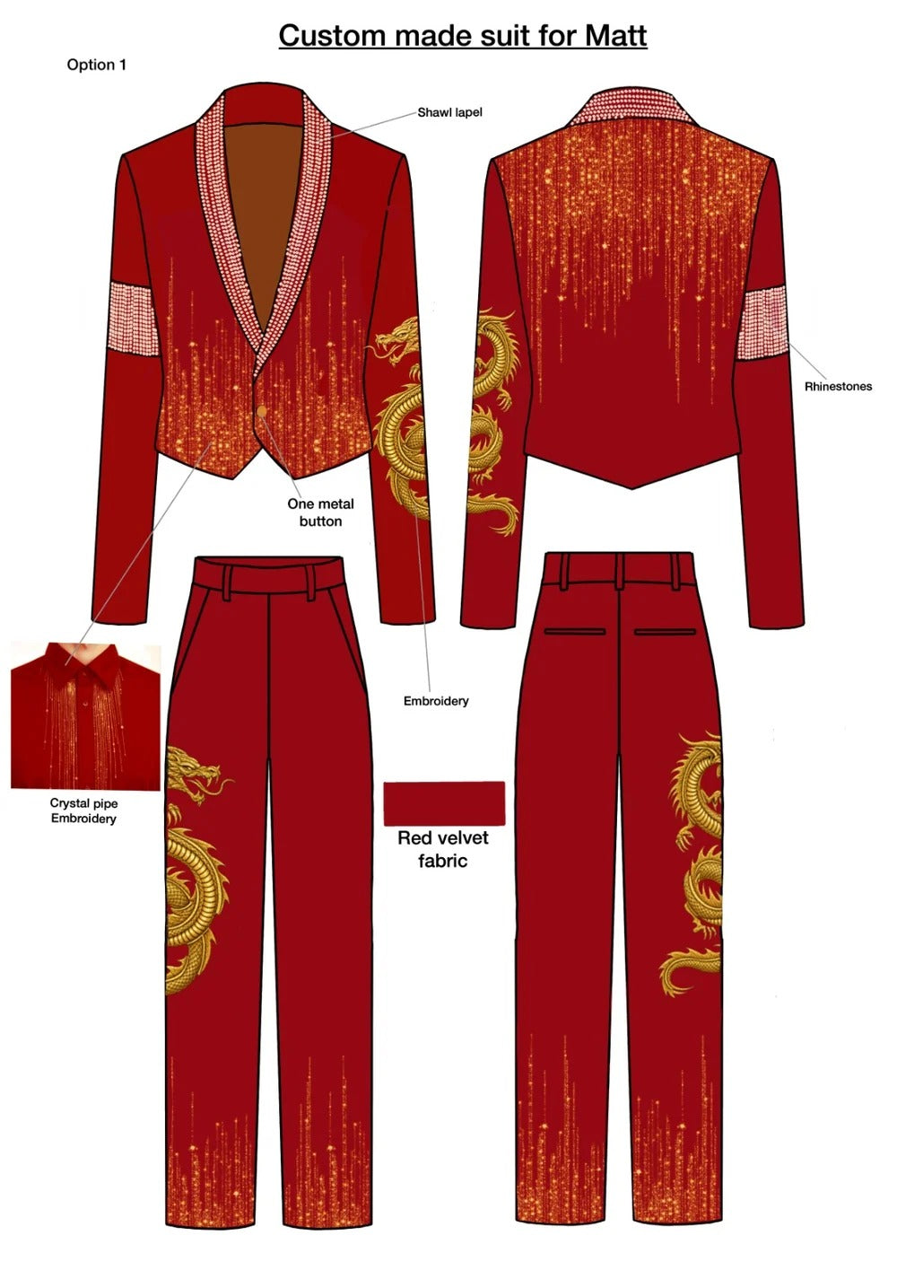 Custom Made 3pc Suit + Cufflink Shirt For Matt Priddy