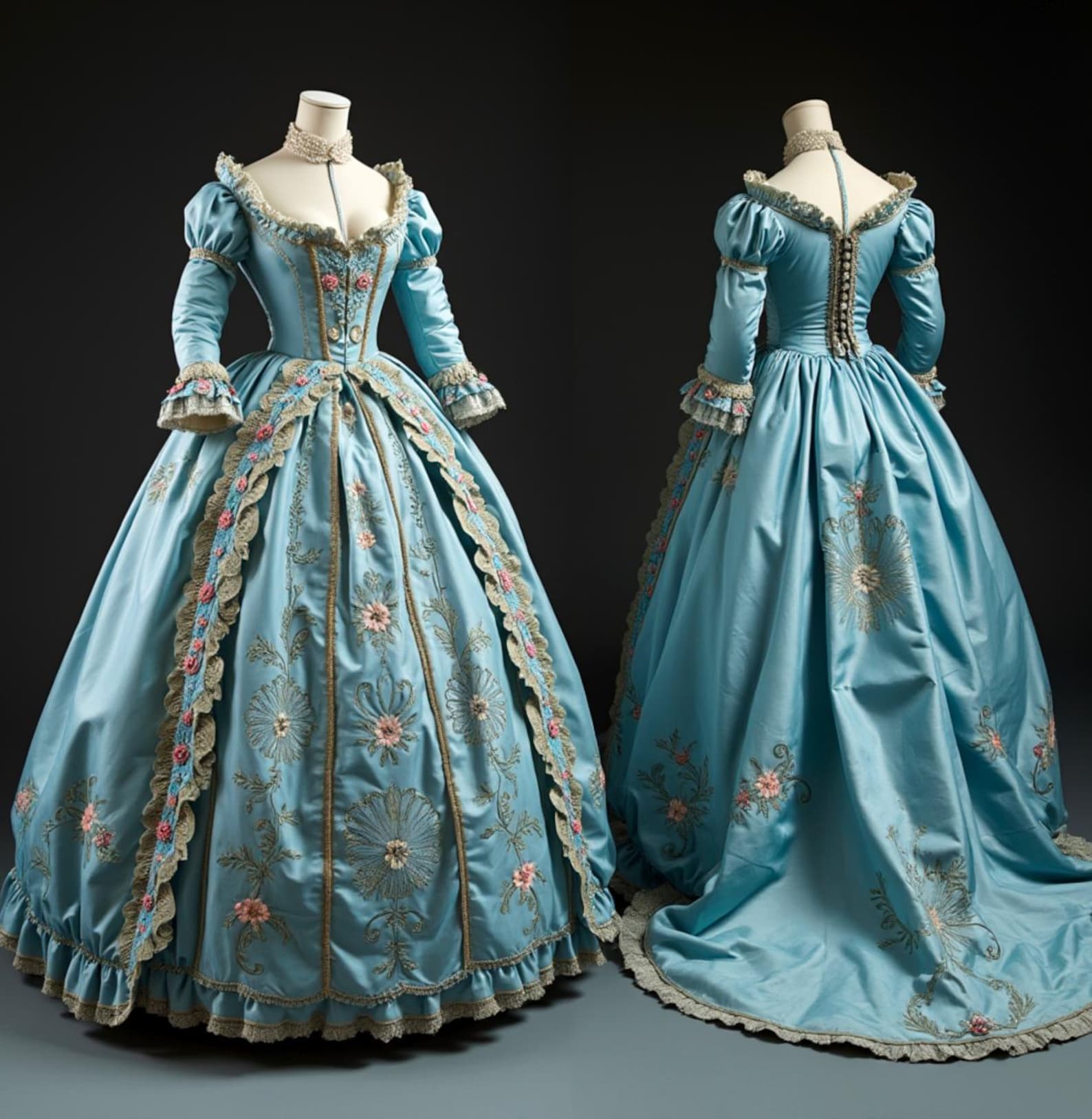 Victorian Baroque Evening Gown–Enchanted Fairytale Elegance