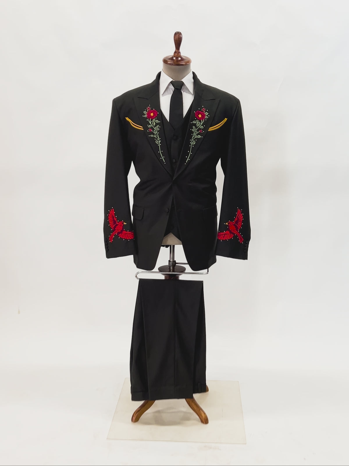 Black Embroidered Suit For Men