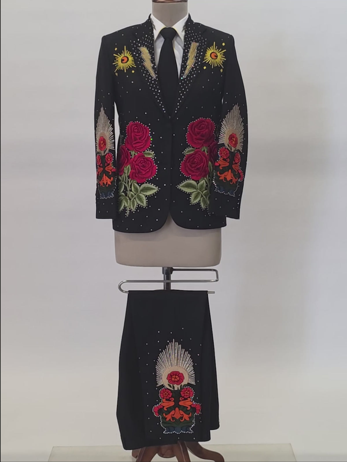 Black Floral Embroidered Suit