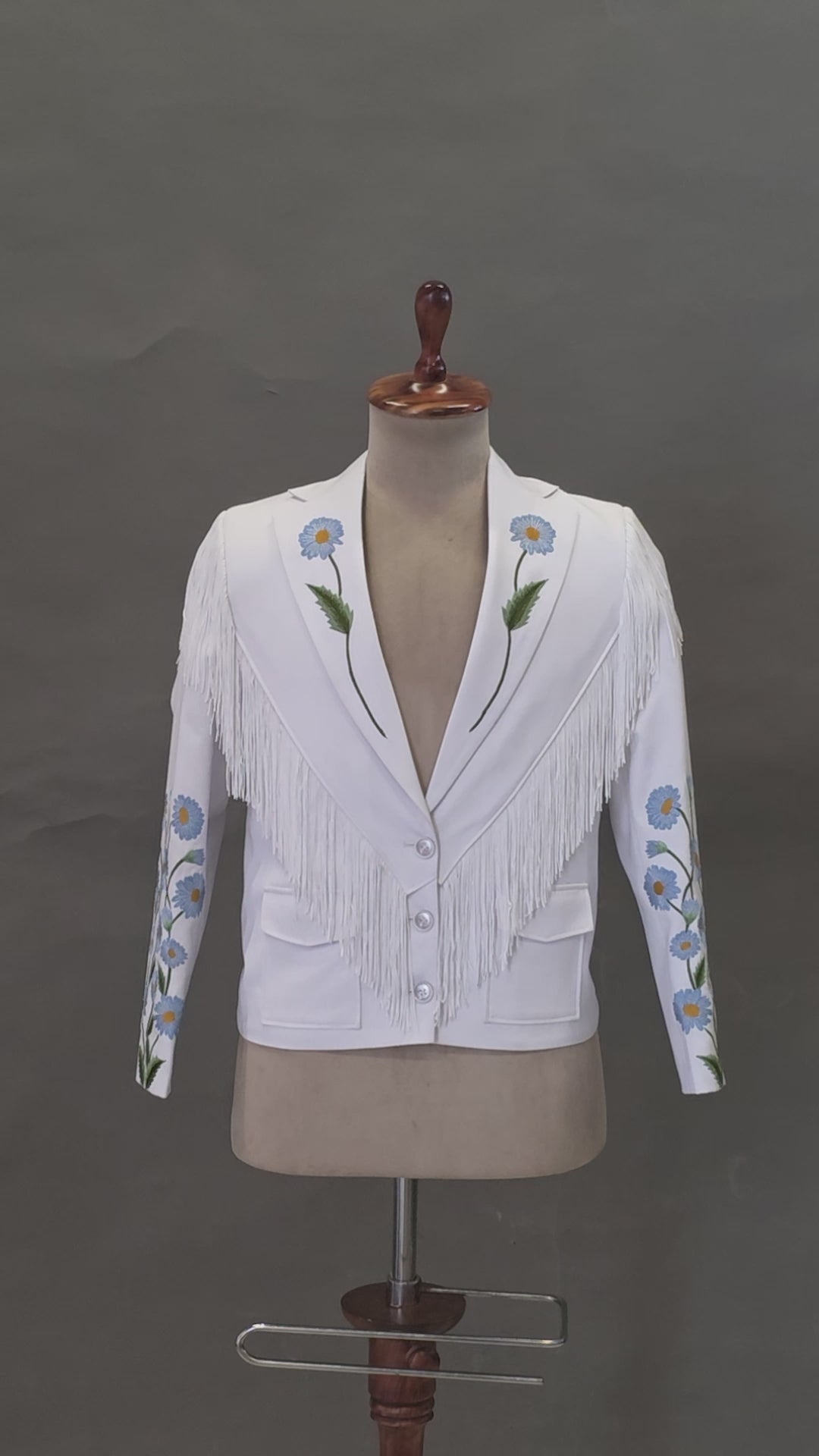 White Floral Embroidered Blazer
