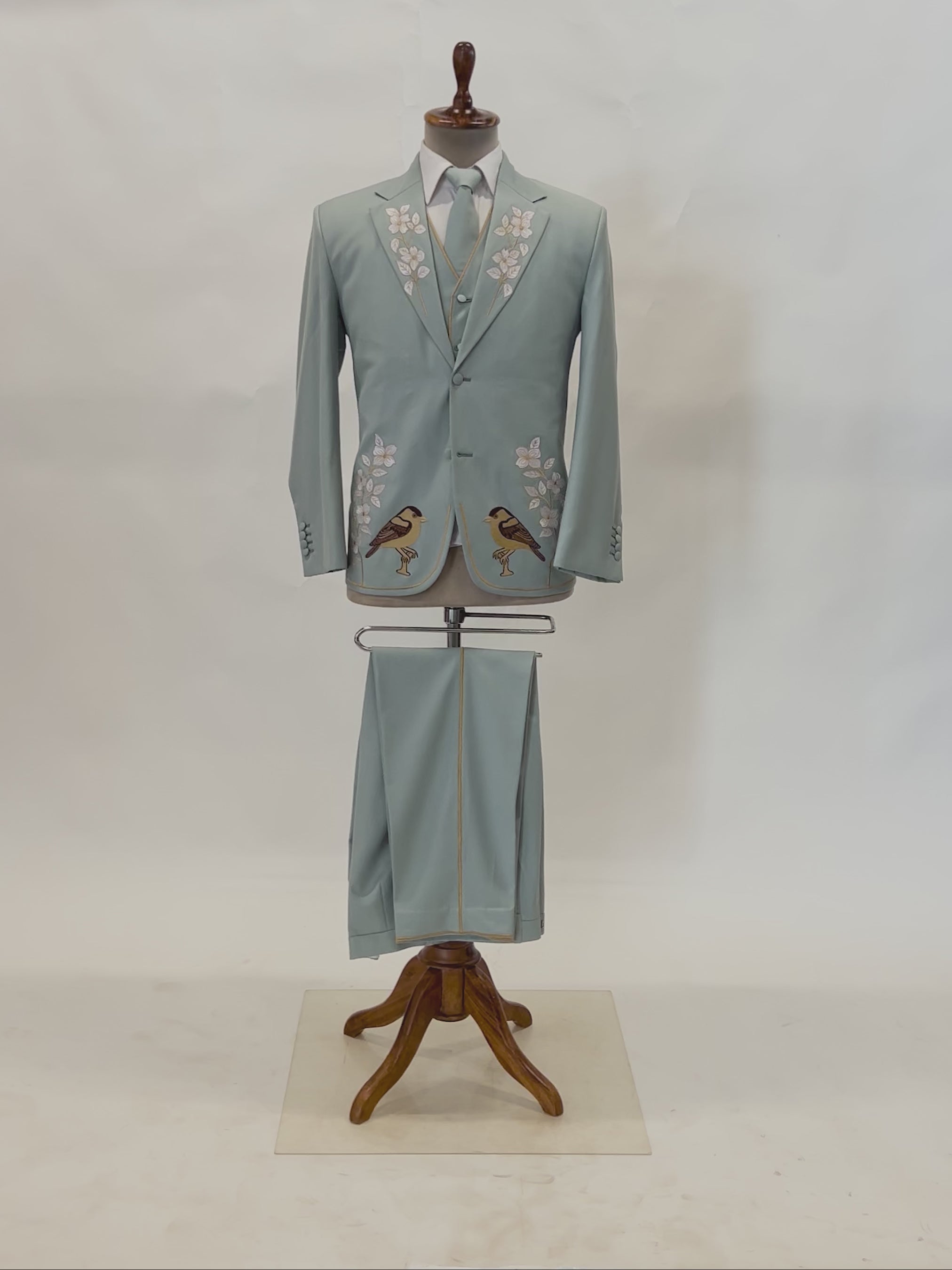Green Floral Groom Suit