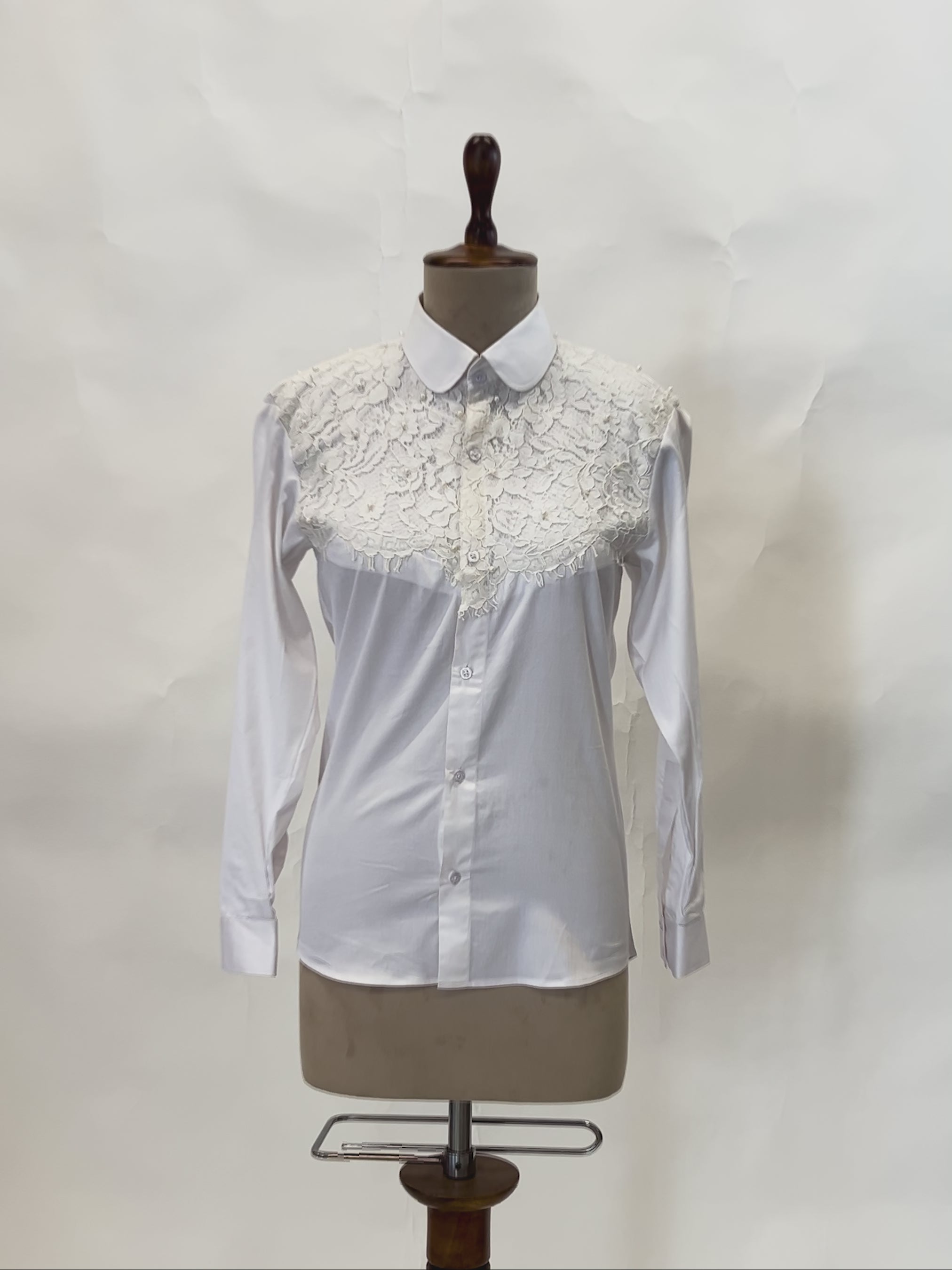 White Embroidered Pearl Shirt