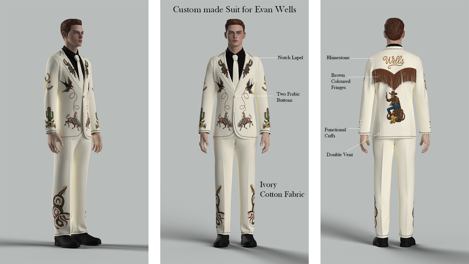 Custom Made Embroidered 2 Piece Suit for Evan Wells Addicted Bespoken