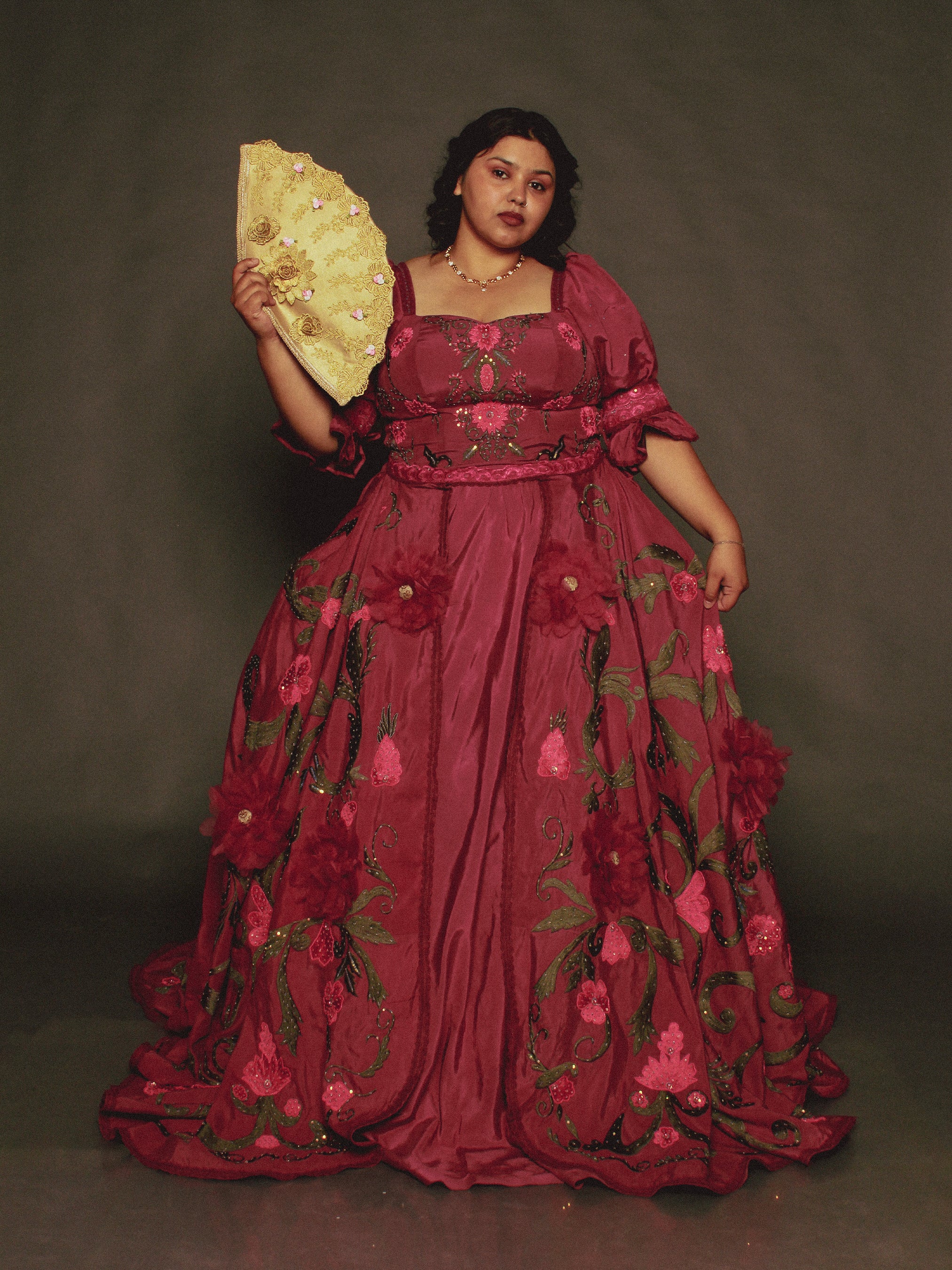 Crimson Victorian Floral Embroidered Ball Gown Addicted Bespoken