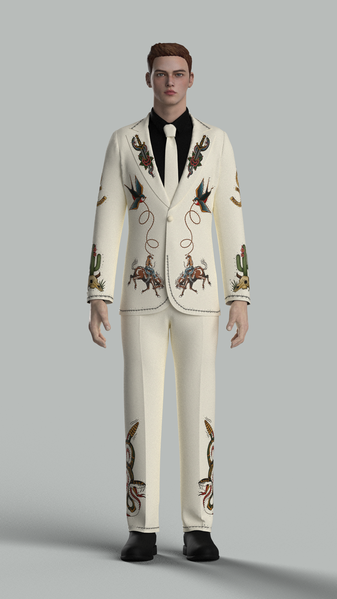 Custom Made Embroidered 2 Piece Suit for Evan Wells Addicted Bespoken