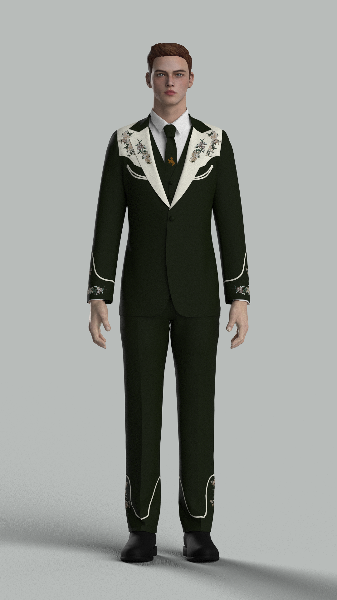 Custom Made 3 Piece Embroidered Suit with Tie (50% Payment) Addicted Bespoken