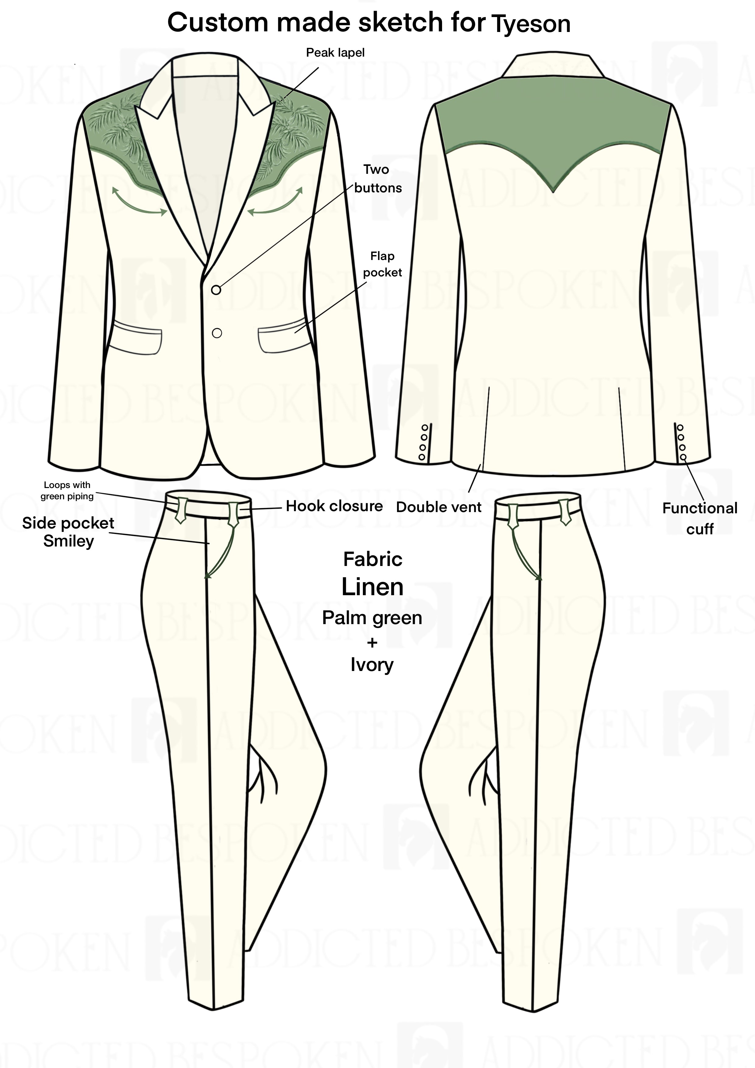 Custom 3pc Suit for Tyeson (Coat+Pant+Vest) Addicted Bespoken
