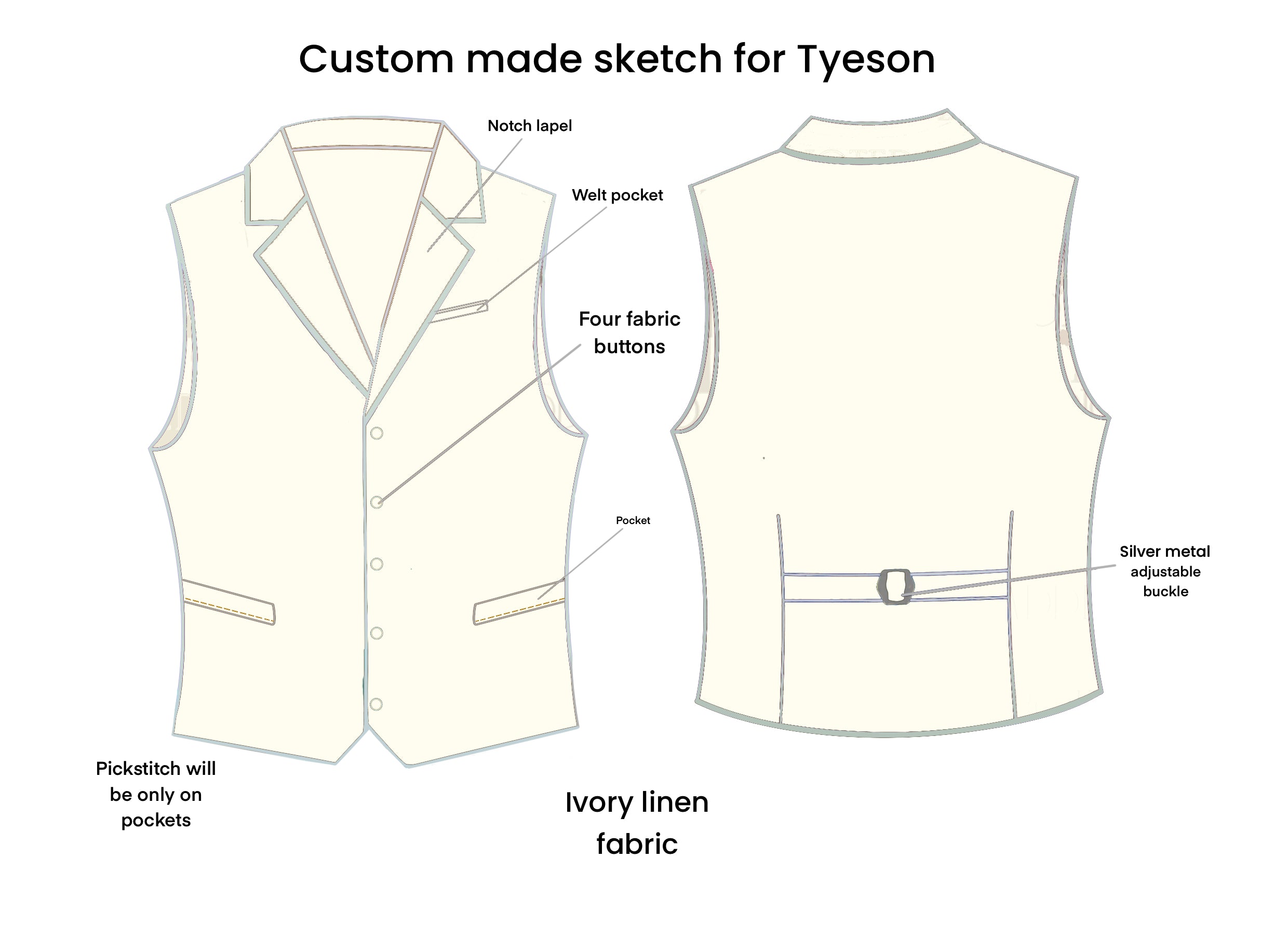 Custom 3pc Suit for Tyeson (Coat+Pant+Vest) Addicted Bespoken