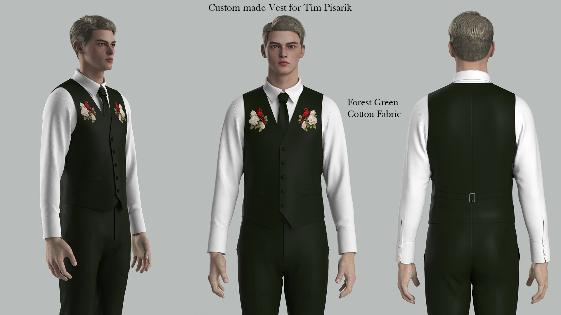 Custom Made 3 Piece Embroidered Suit for Tim Addicted Bespoken