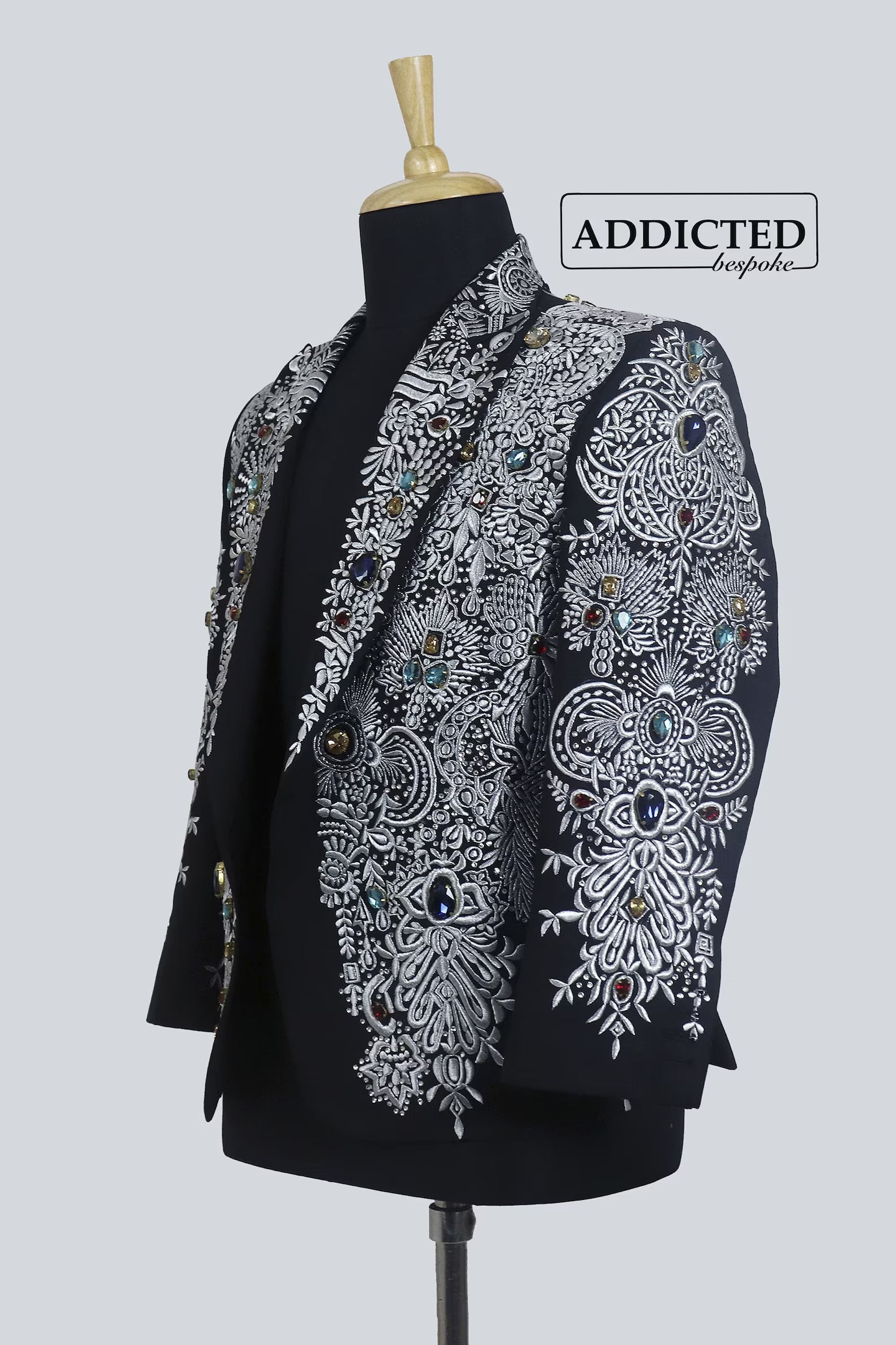 Embellished Embroidered Black Blazer
