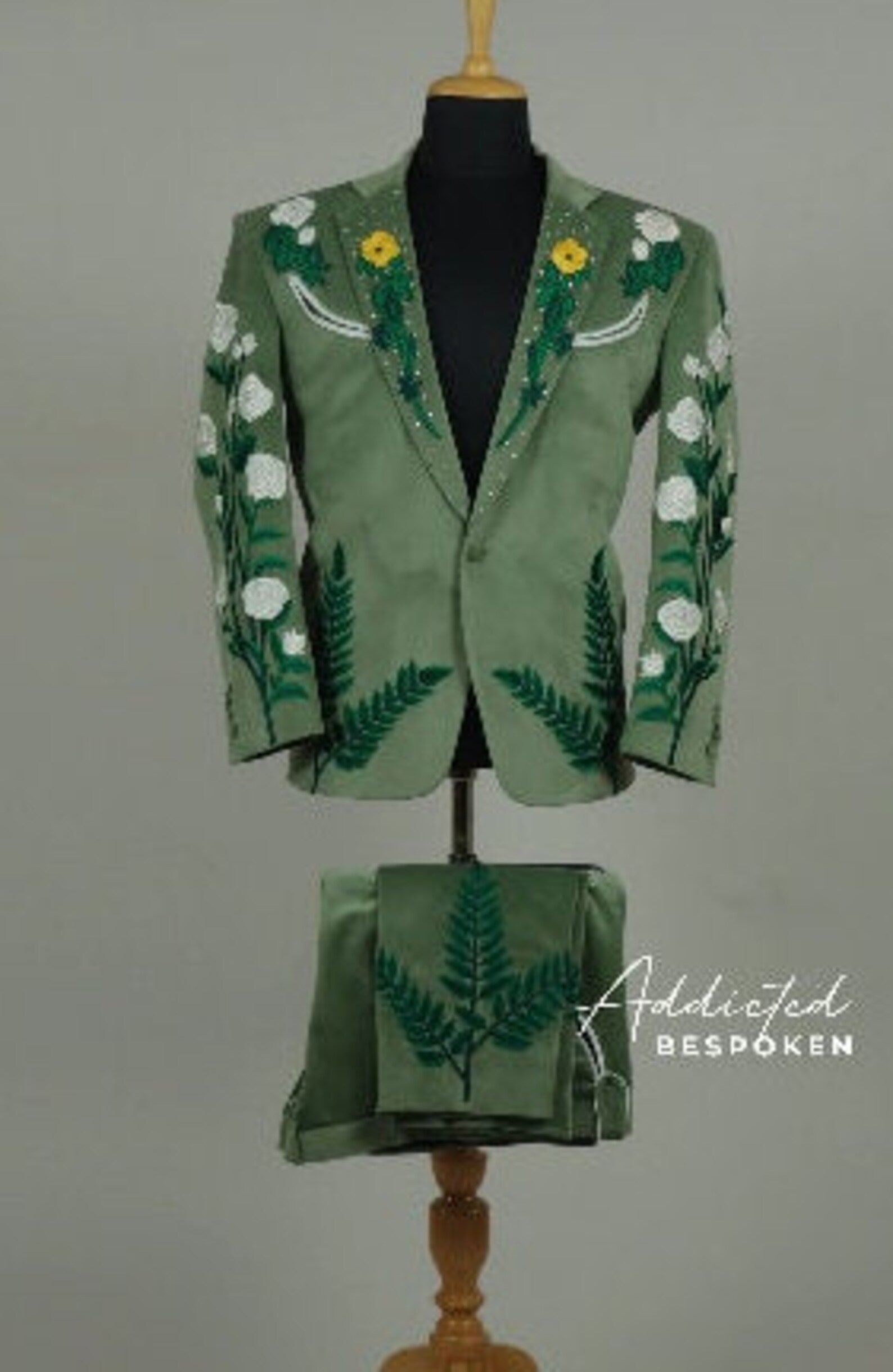 Jade Garden Floral Wedding Suit